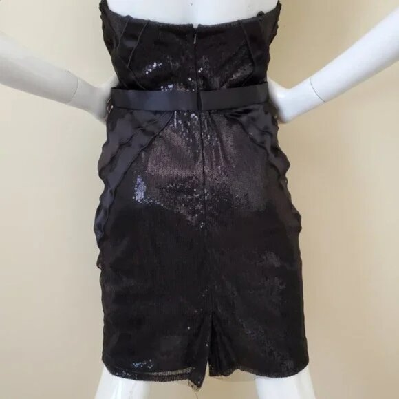 Feriani Couture Black Strapless Sequins Cocktail Dress SZ 4 - Picture 5 of 9